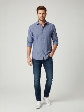 Todd Snyder NY Slim Fit Cotton Button Up Shirt 15 34/35 Blue Minimalist